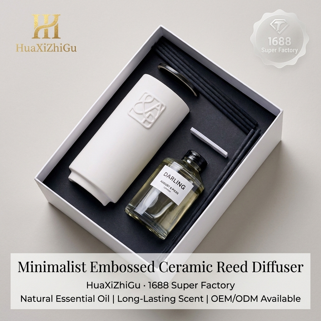 Elegant White Ceramic Reed Diffuser | Luxury Gift Box