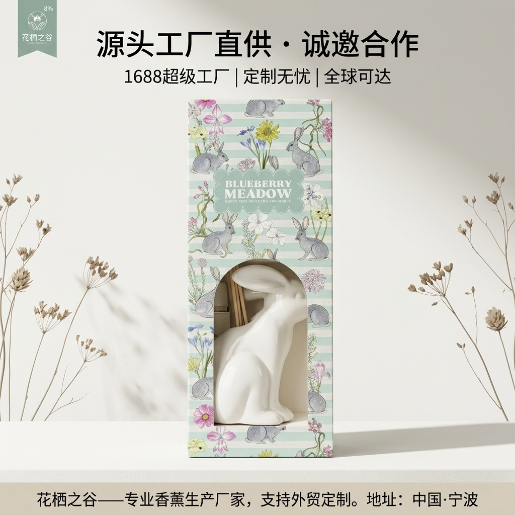 Ceramic Reed Diffuser | Rabbit-Shaped Flameless Aroma Diffuser | Custom Design Available | Cross-Border Bestseller