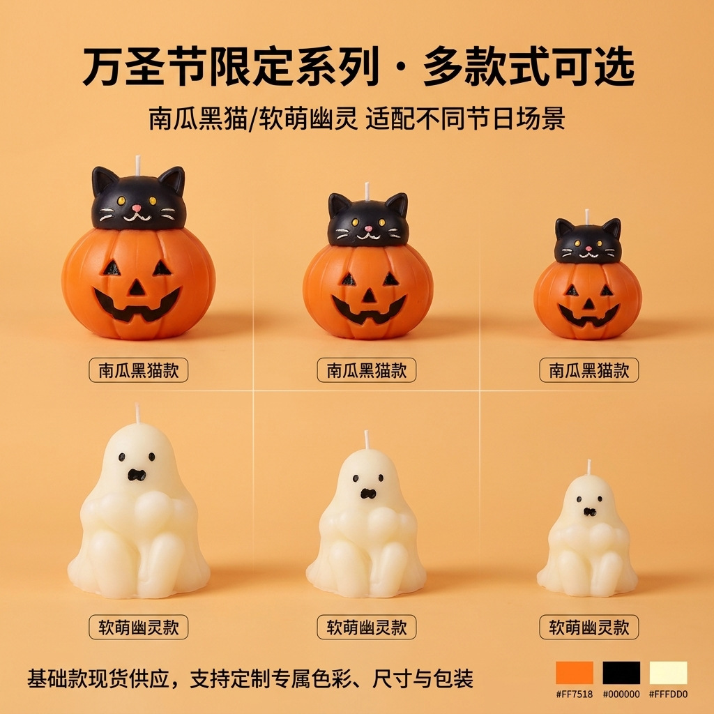 Halloween Scented Candles | Pumpkin, Cat & Ghost Designs | Holiday Decor | Wholesale