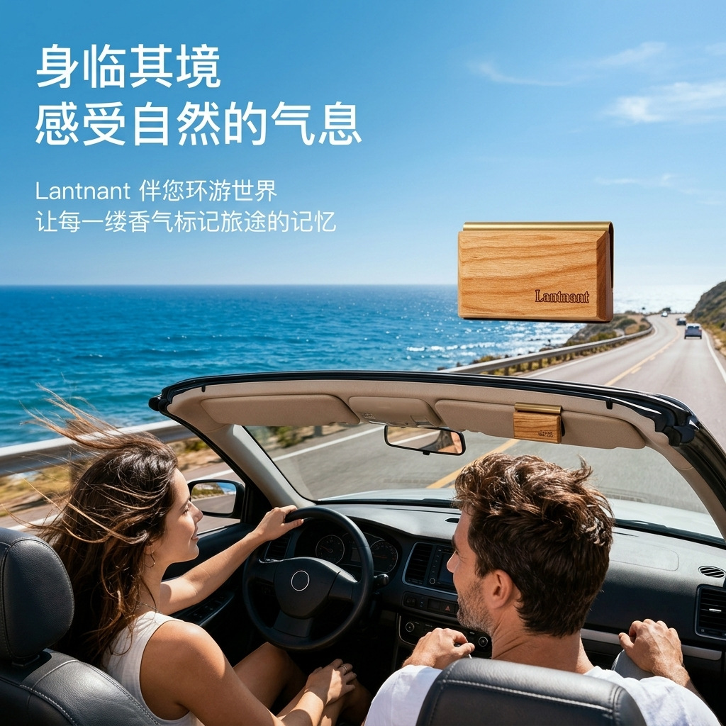 Car sun visor clip-on air freshener | natural wood grain design | hidden car fragrance accessory