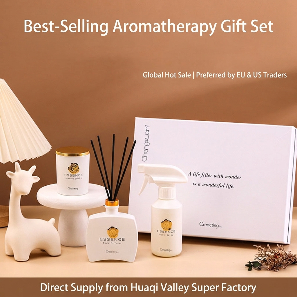 Premium 3-piece fragrance gift set | reed diffuser + room spray + smokeless candle