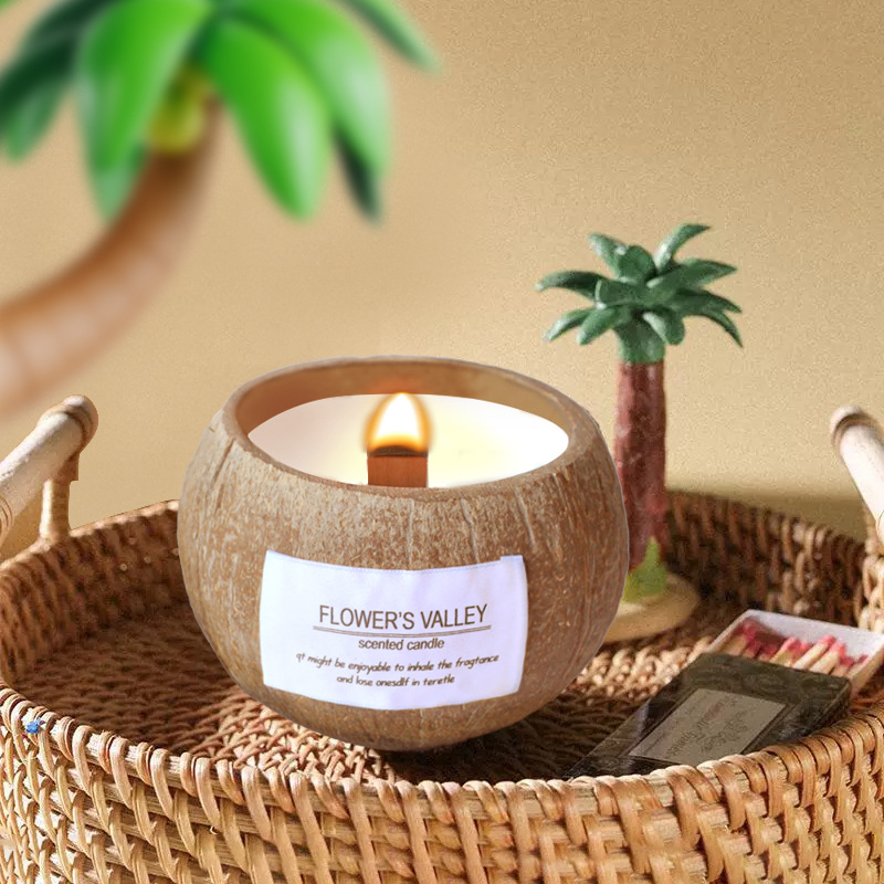 Coconut shell scented candle | handmade soy wax | bedroom decor | gift box wholesale