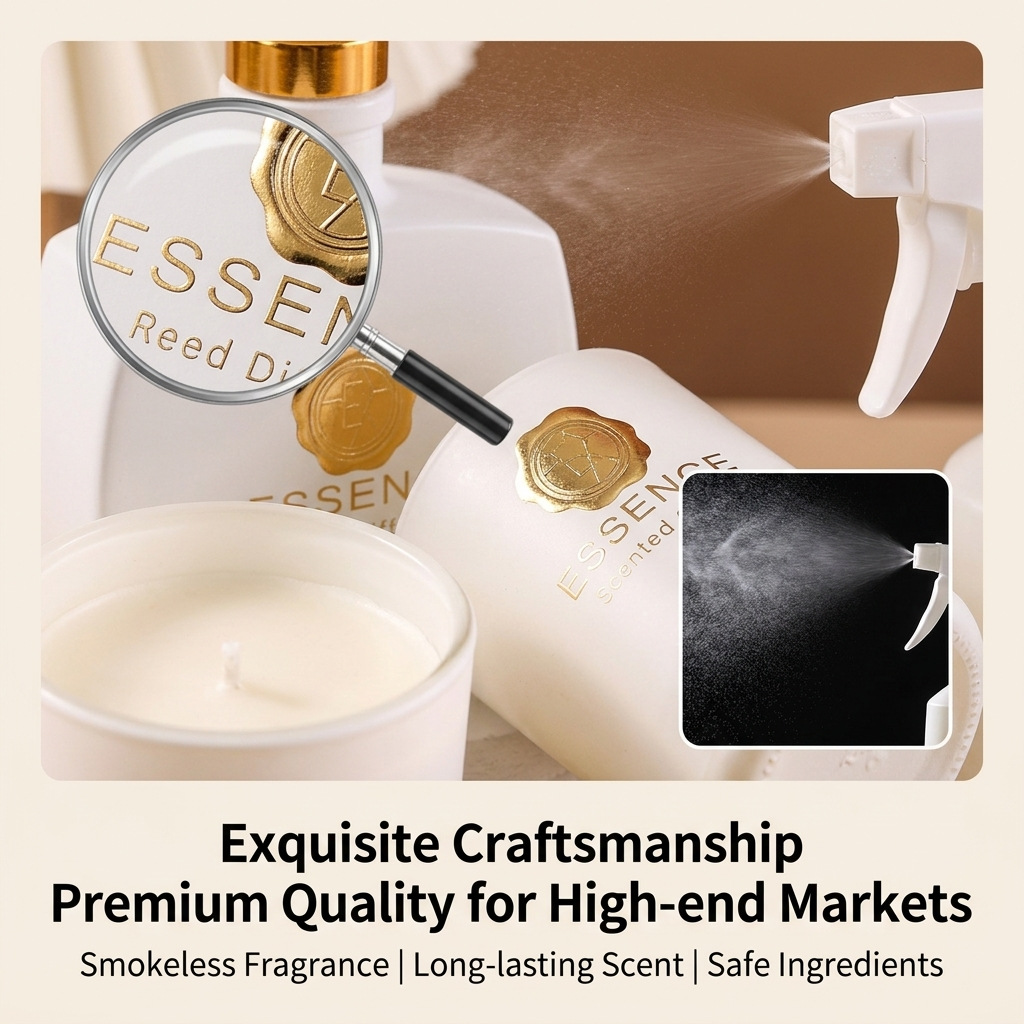 Premium 3-piece fragrance gift set | reed diffuser + room spray + smokeless candle