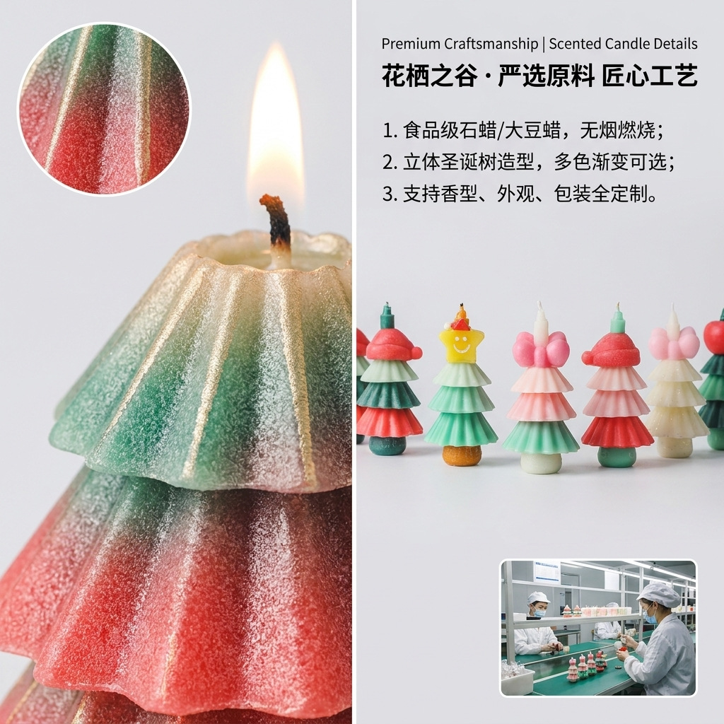 Stackable Scented Candles | Festive Mood | Handmade Gift | Christmas Tree Theme
