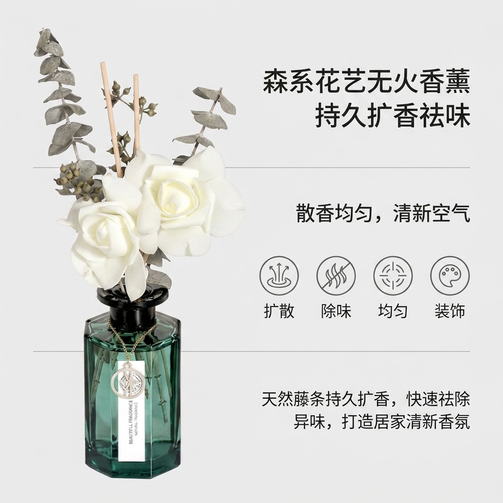 Eternal Flower Reed Diffuser | Essential Oil Aroma Decor | Bedroom & Hotel Use | Air Freshener
