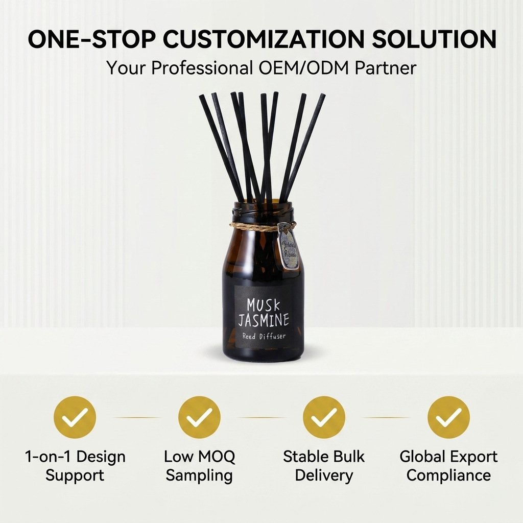 Minimalist Aroma Diffuser | Soy Wax Candle | Factory Direct | Artistic Brown Glass Bottle