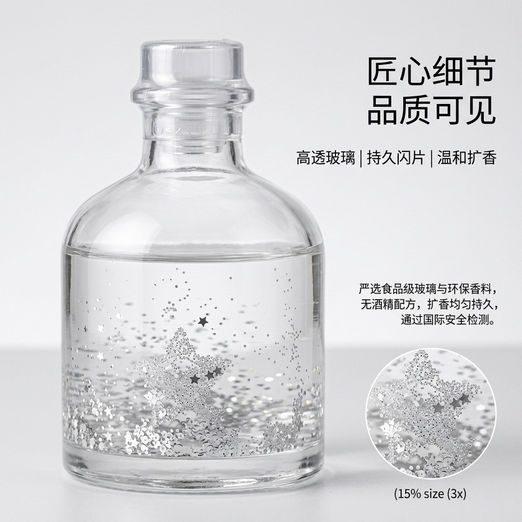 Flameless Room Diffuser | Safe for Kids & Babies | Glitter Decor & Long-Lasting Scent