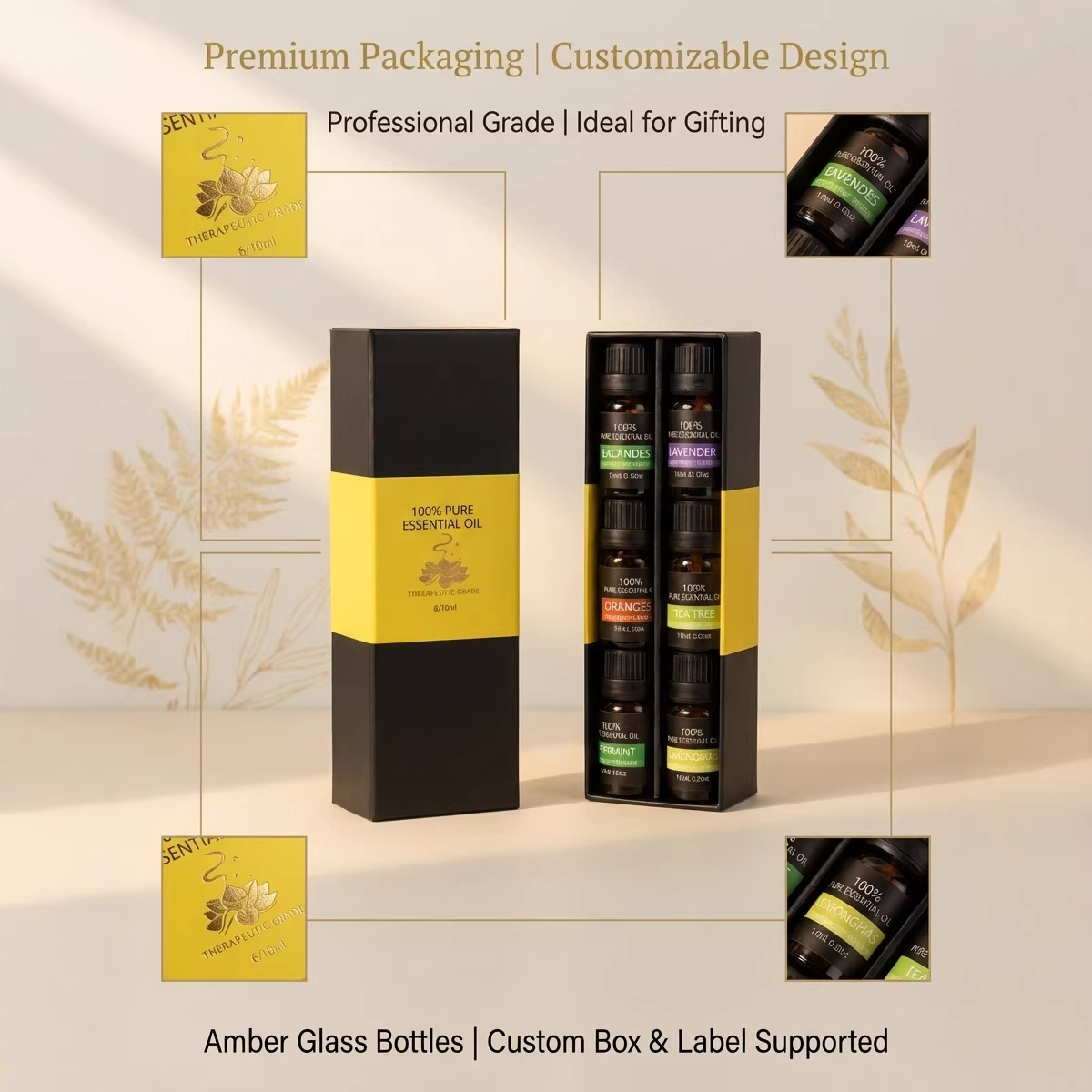 Cross-Border Essential Oil Gift Set | 10ml Lavender & Rose Oils | Natural Home Diffuser Kit | Aroma Gift Box