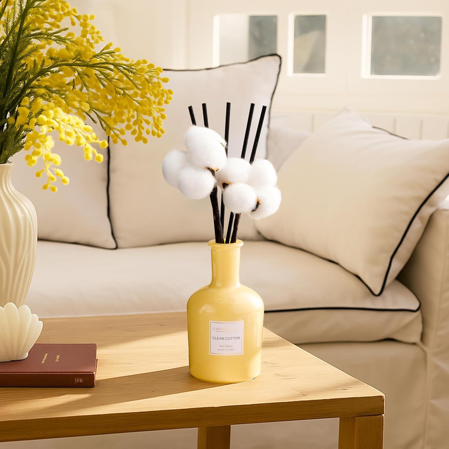 Cream-Yellow Bottle Flameless Diffuser | Instagrammable Living Room Scent | Warm Ambience | Long-Lasting