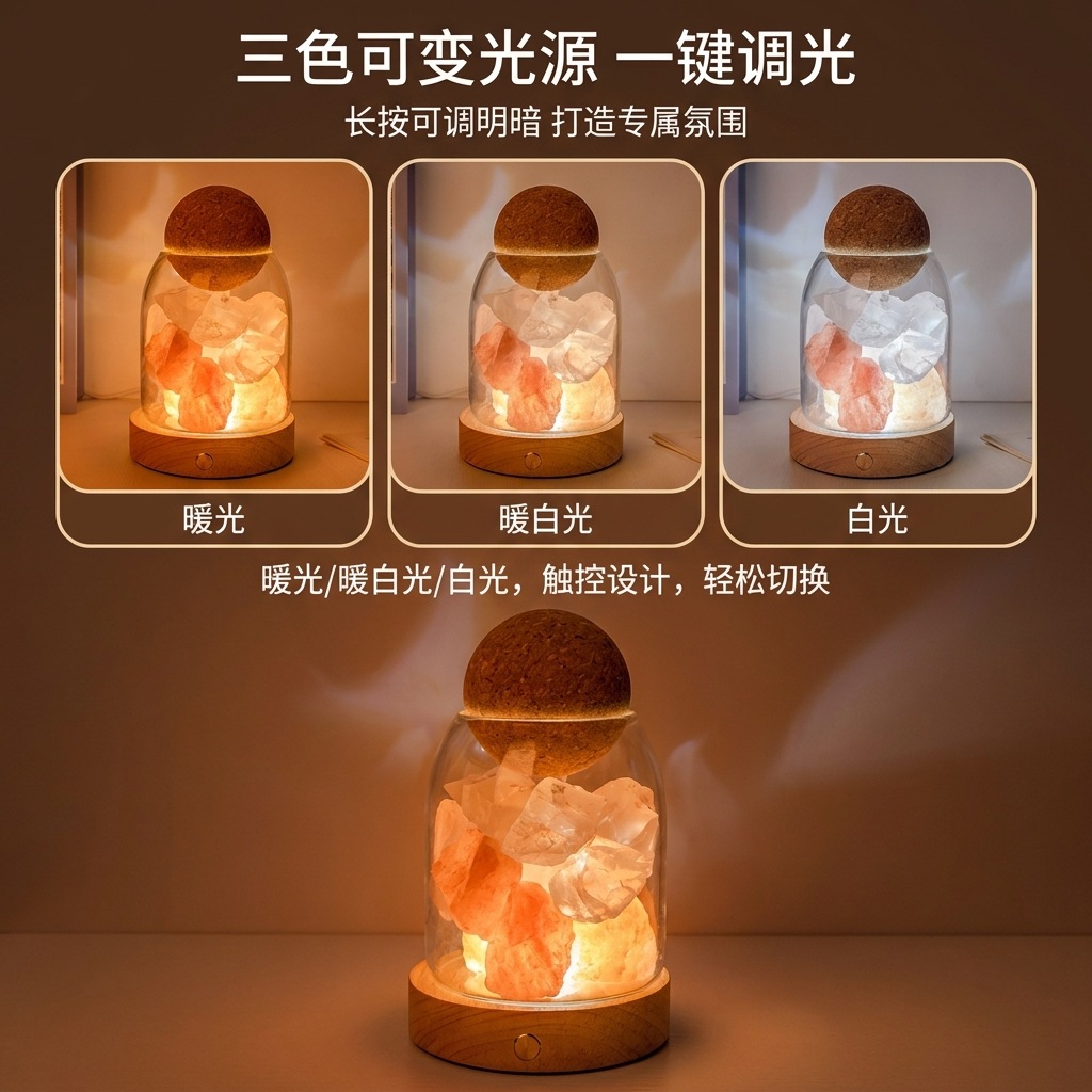 Aroma Stone Night Light | Planet-Shaped Diffuser | Gift Box with Pear & Freesia Scents