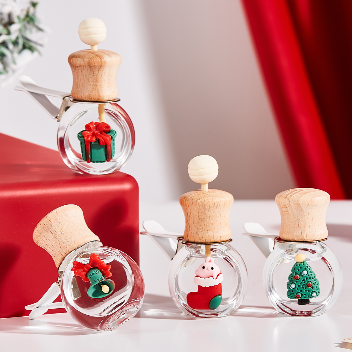 Car Vent Air Freshener | Christmas-Themed Car Perfume Clip & Solid Perfume Ornament