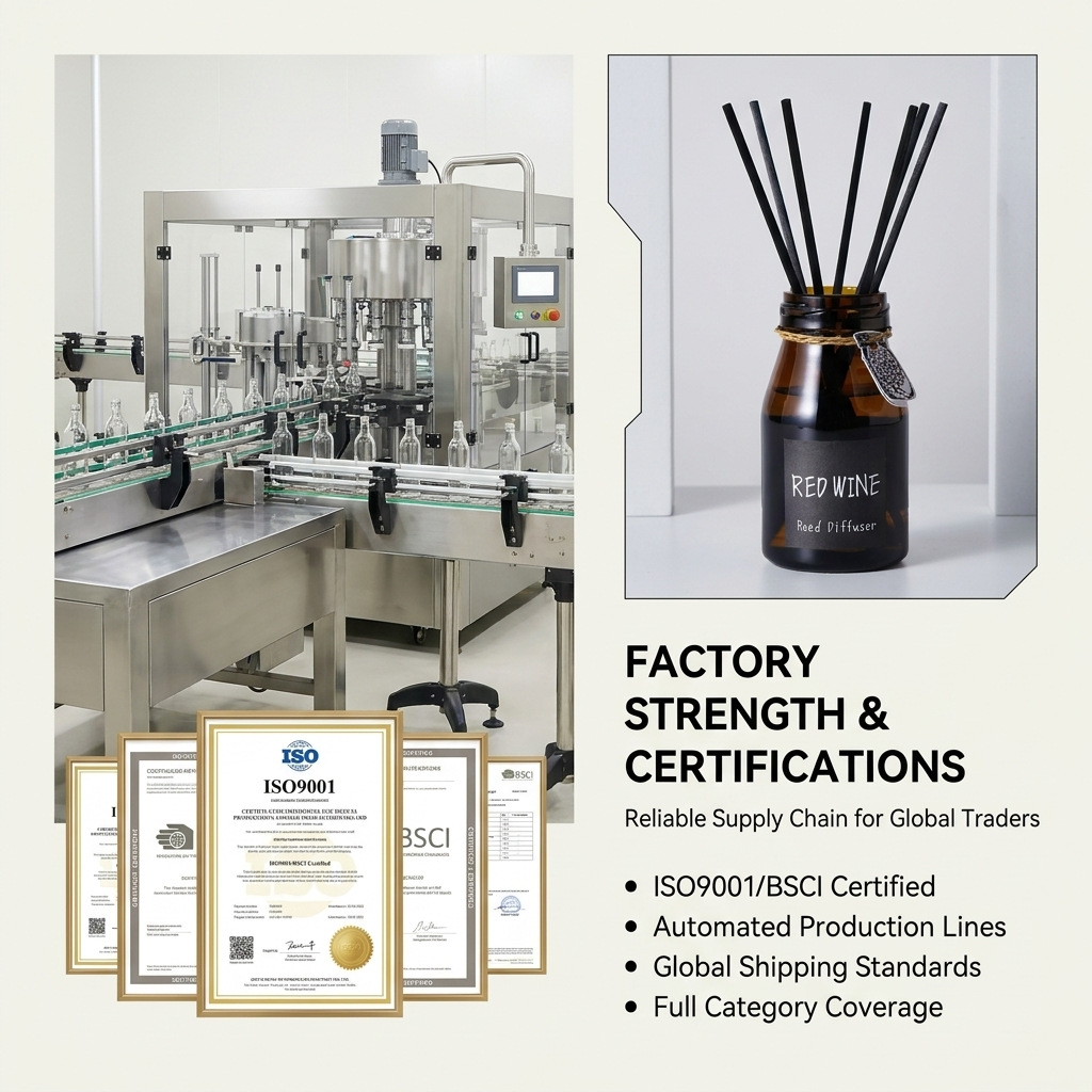 Minimalist Aroma Diffuser | Soy Wax Candle | Factory Direct | Artistic Brown Glass Bottle