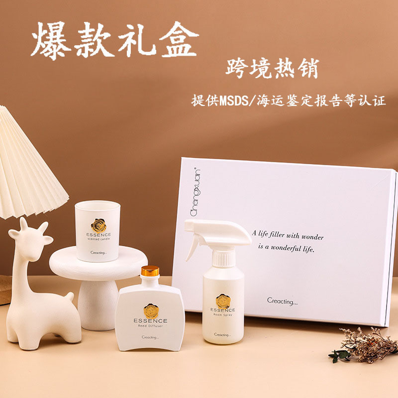 Premium 3-Piece Aroma Gift Set | Reed Diffuser + Room Spray + Smokeless Candle