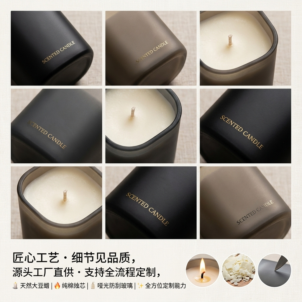 Scented Candle Gift Box | Square Glass Jar | Bedroom Decor | Birthday Gift
