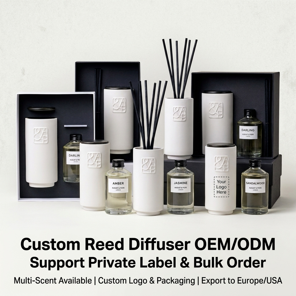 Elegant White Ceramic Reed Diffuser | Luxury Gift Box