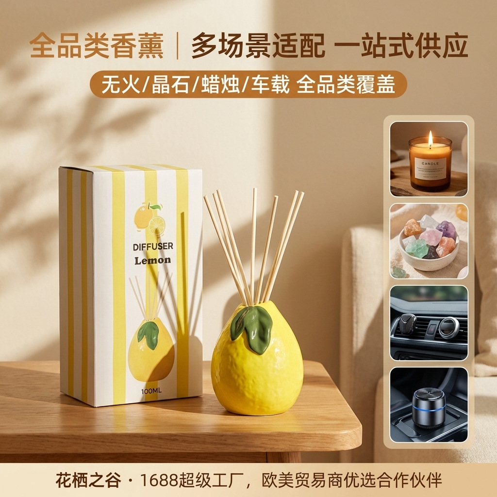 Ceramic Reed Diffuser with Fruit Design | Long-Lasting Fragrance | Cross-Border Bestseller