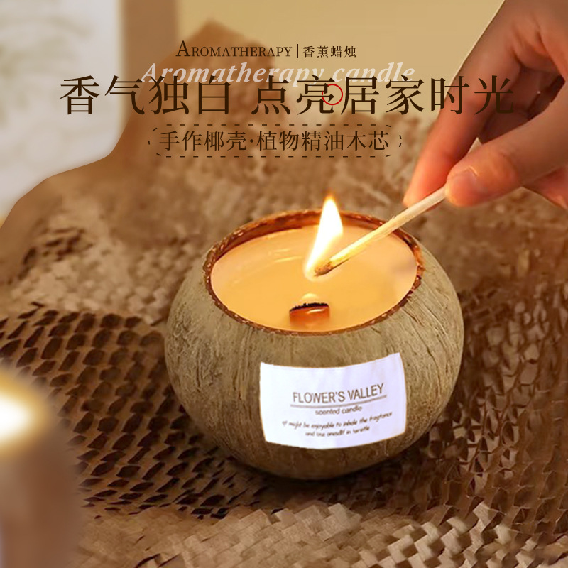 Coconut shell scented candle | handmade soy wax | bedroom decor | gift box wholesale