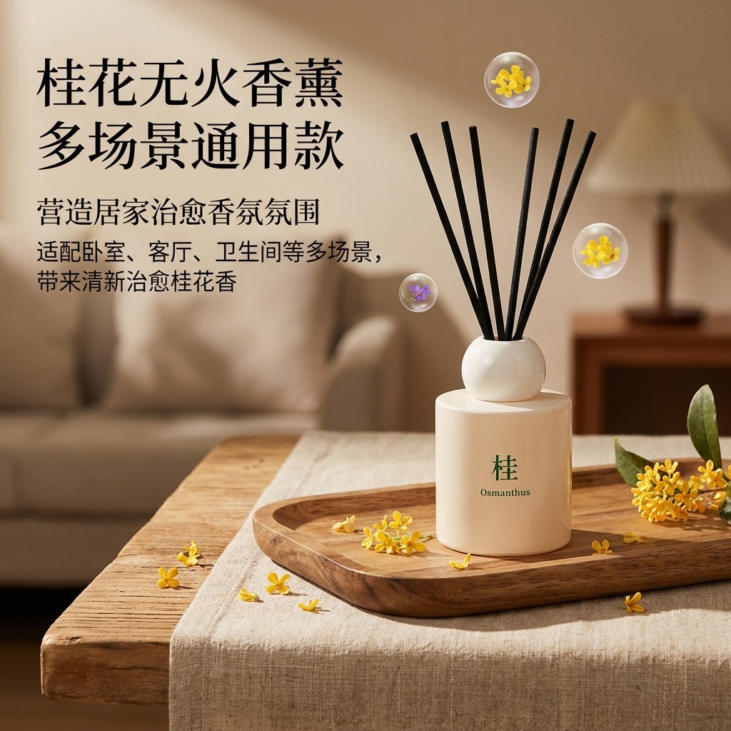 150ml osmanthus reed diffuser | glass bottle flameless fragrance | premium home & hotel aroma