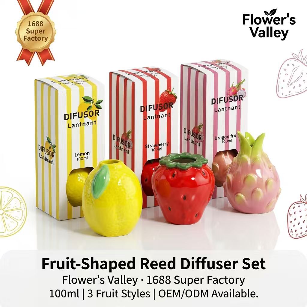 Fruit-Themed Ceramic Diffuser | Artistic Bottle | Cross-Border | Custom Fragrance | Odor Neutralizer