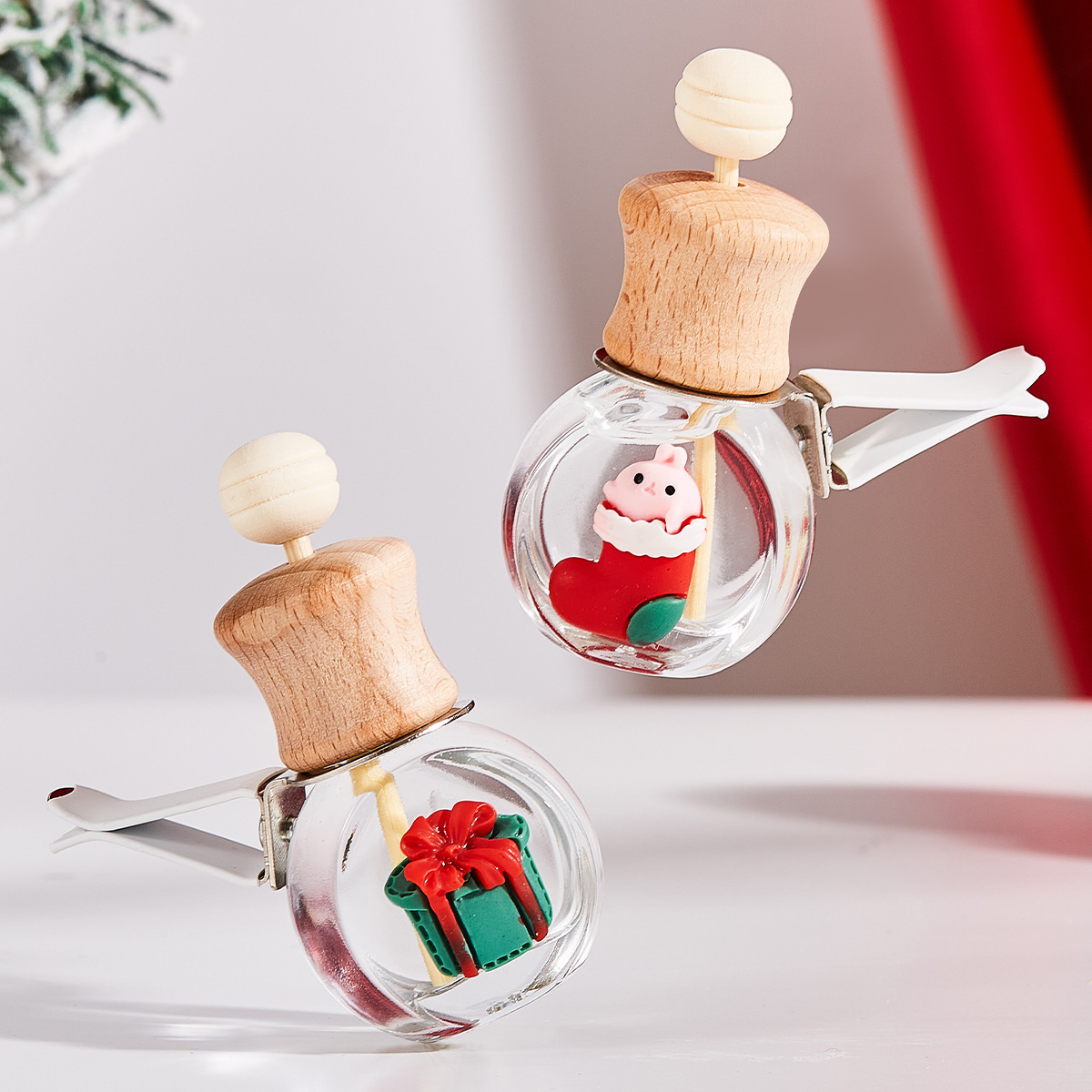 Car Vent Air Freshener | Christmas-Themed Car Perfume Clip & Solid Perfume Ornament