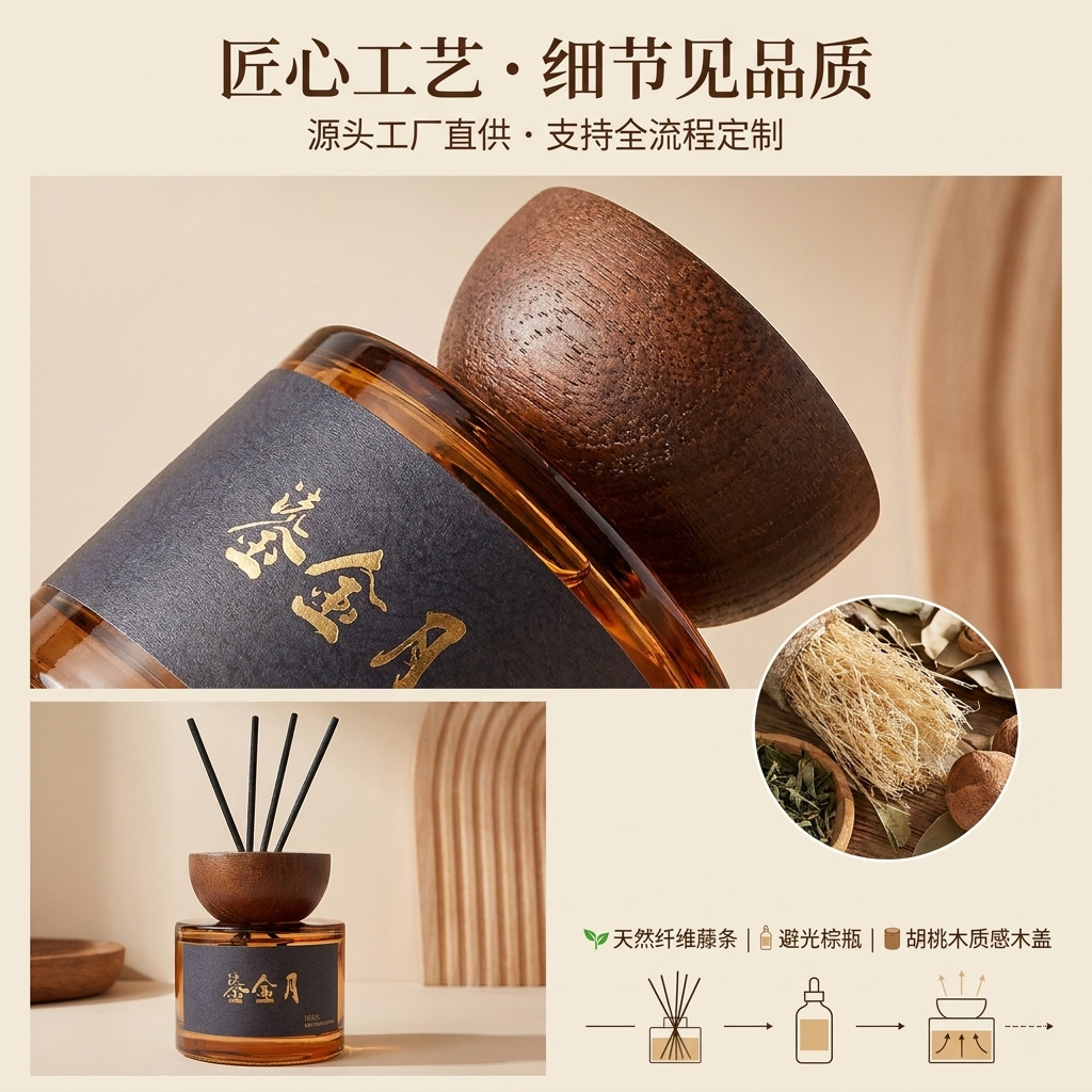 Flameless Diffuser Gift Set | Gold-Trimmed Moon Design | Car & Home Use | Air Freshener