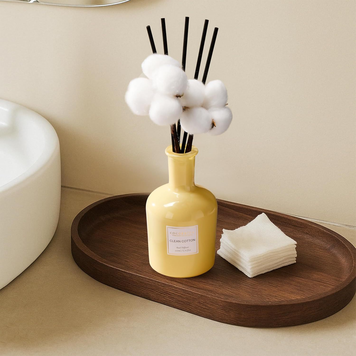 Cream-Yellow Bottle Flameless Diffuser | Instagrammable Living Room Scent | Warm Ambience | Long-Lasting