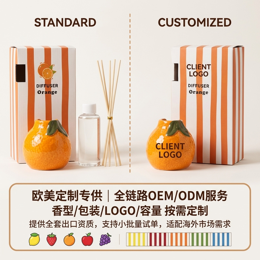 Ceramic Reed Diffuser with Fruit Design | Long-Lasting Fragrance | Cross-Border Bestseller
