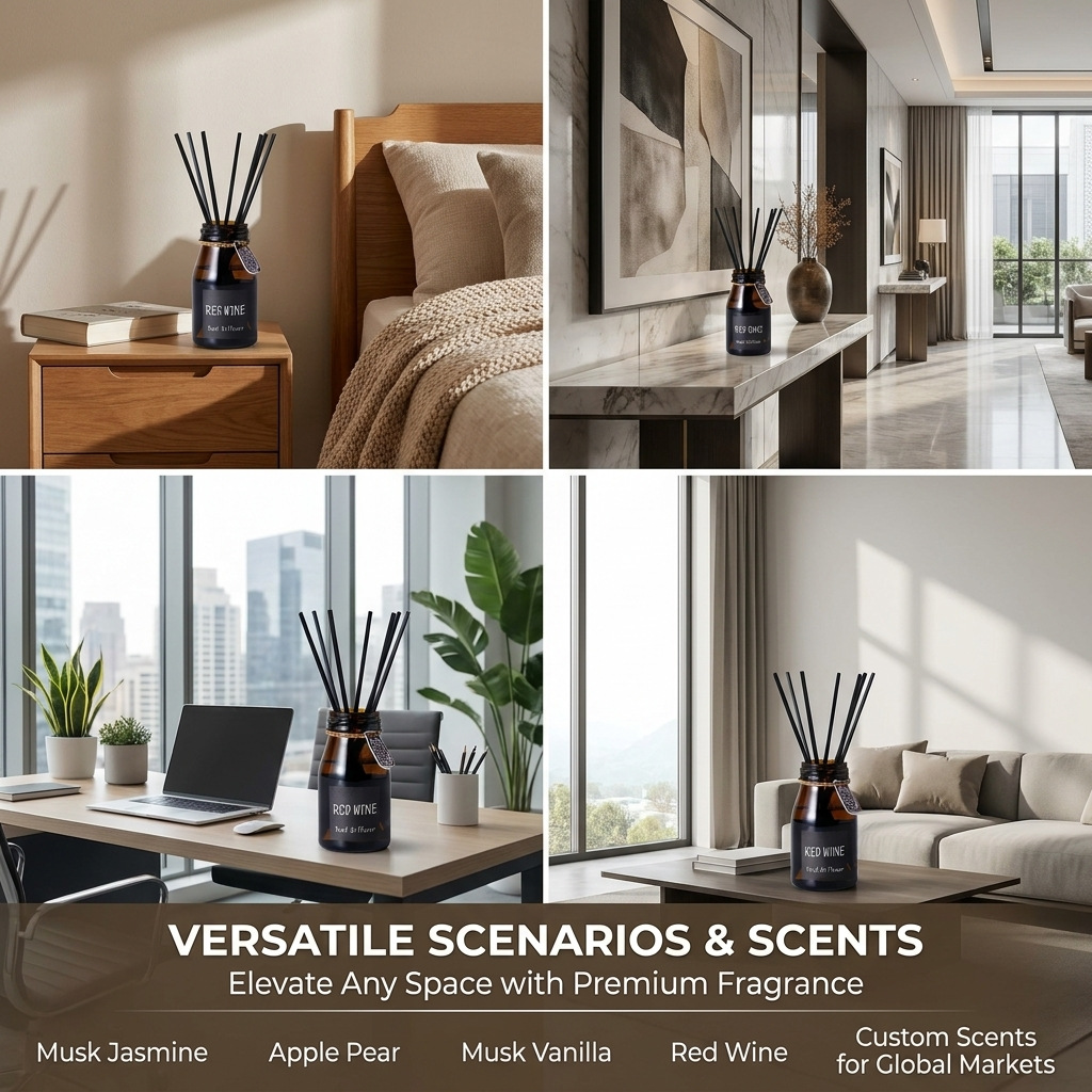 Minimalist Aroma Diffuser | Soy Wax Candle | Factory Direct | Artistic Brown Glass Bottle