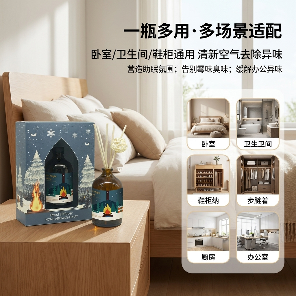 Campfire-Scented Reed Diffuser | Bedroom & Hotel Use | Long-Lasting Aroma | Cross-Border OEM