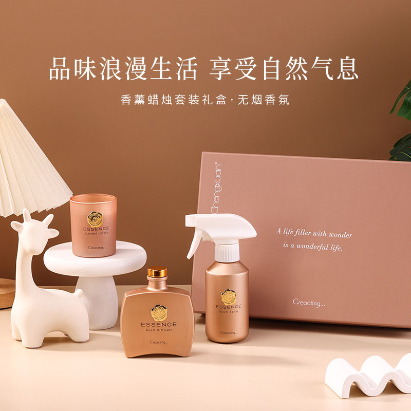 Premium 3-Piece Aroma Gift Set | Reed Diffuser + Room Spray + Smokeless Candle