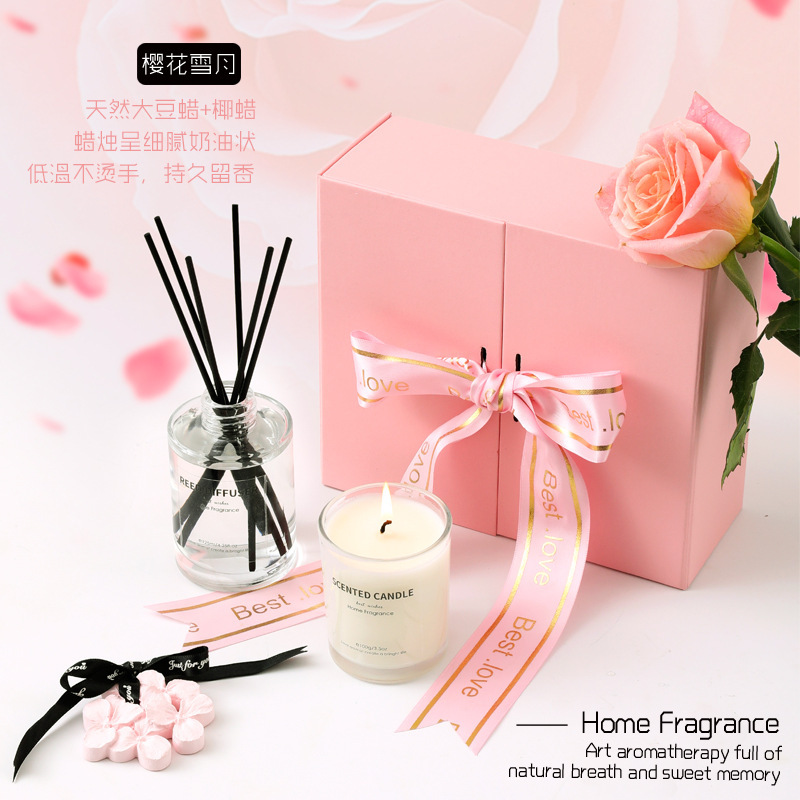 Cherry Blossom Candle Gift Set | Valentine’s Day & Women’s Day Gift | Corporate & Event Scented Present
