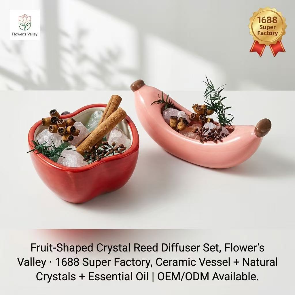 Fruit-Scented Crystal Diffuser Gift Box | Natural Flameless Home Diffuser | Premium Gift Set | Customizable