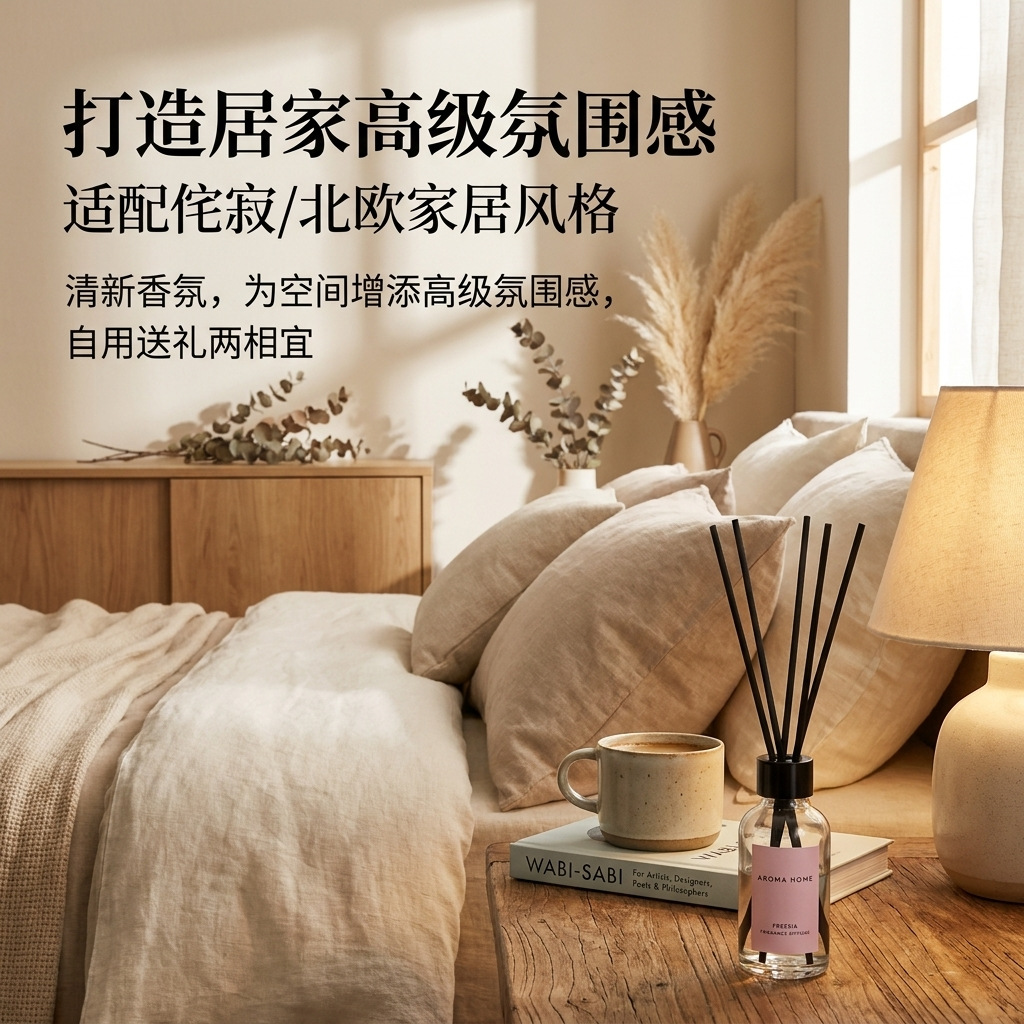 Flameless reed diffuser | cross-border bestseller | dopamine color series | long-lasting home fragrance