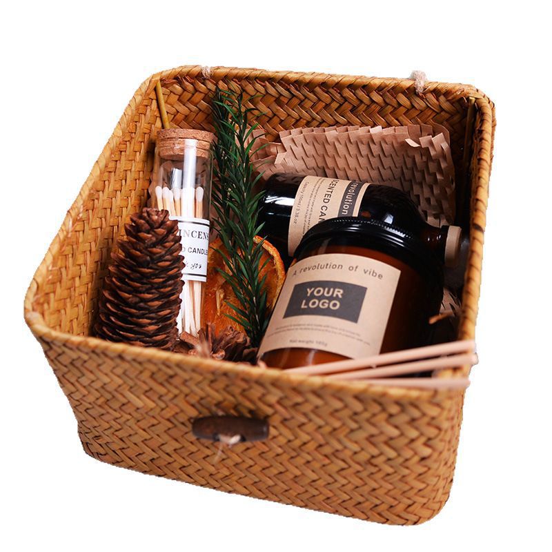 Bamboo-Woven Scented Candle Gift Box | Plant-Based Romantic Candle Set | Holiday Gift | Scented Souvenir